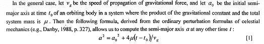 Equation 1: Perturbation Formula for Celestial Mechanics